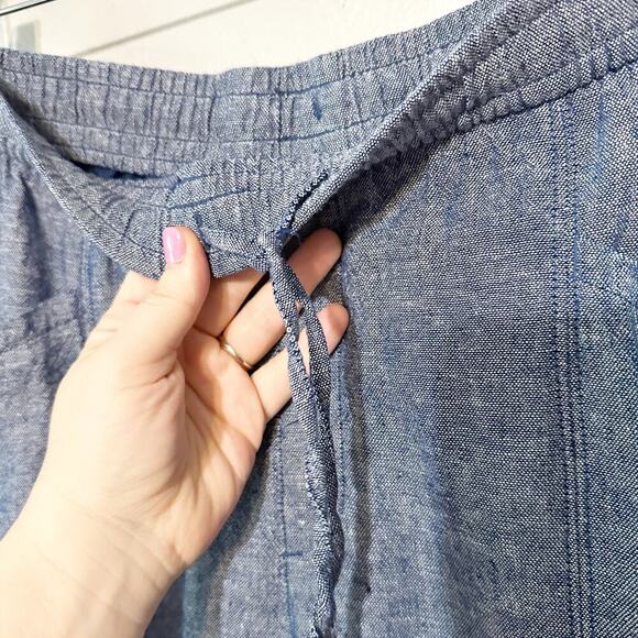 Old Navy Women's Blue Linen Blend Pull on Tapered Pants Pockets Size Large TALL - Picture 5 of 12
